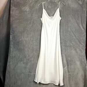 Labera Cowl Neck Midi Dress Womens 6 Satin White Slinky Bridal Romantic